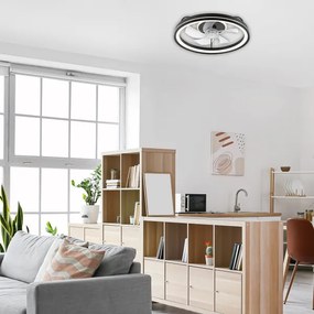 LED Stropné svietidlo s ventilátorom FARGO LED/37W/230V čierna + DO