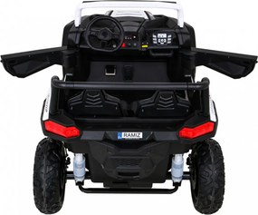 Ramiz Detská bugina ATV Strong Racing pre 2 deti biela + bezkefkový motor + nafukovacie kolesá + zvuky + LED