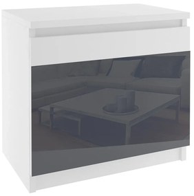 Nočný stolík Belini biely / šedý  BM SN1/0/W/W/S/0