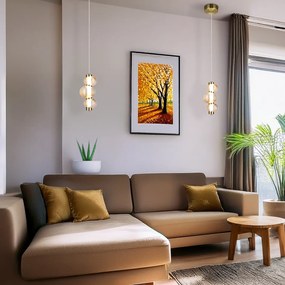 Závesné svietidlo Bolla, 3x jantárové sklenené tienidlo, g