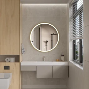 Erga Olivia, okrúhle LED zrkadlo 90cm, zlatý kovový rám, 2070 lm, 6500K, predné osvetlenie, ERG-V01-202-9090-GD