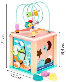 Vzdelávacia drevená kocka, triedička mula ECOTOYS