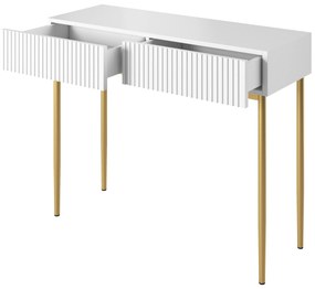 Moderný písací stôl Nicole - biely mat / zlatá