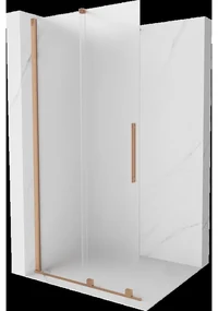 Mexen Velar sprchová zástena posuvná Walk-in 80 x 200 cm, mliečne sklo 8 mm, kartáčovaná mosadz - 871-080-000-33-65