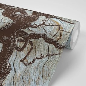 Samolepiaca tapeta abstraktný strom na dreve - 450x300