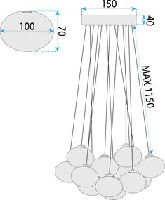 Toolight Toolight, závesné svietidlo 13xG9, MS025-13CP, chrómová, OSW-09640