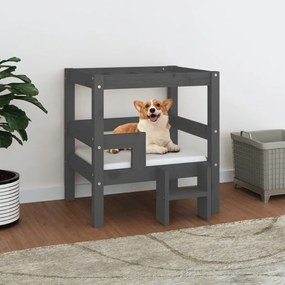 vidaXL Posteľ pre psa sivý 55,5x53,5x60 cm borovicový masív