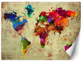 Fototapeta, Barevná mapa světa malovaná - 200x140 cm