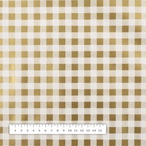PVC obrus Zlato-biele kocky PV-117 - metráž š. 140 cm
