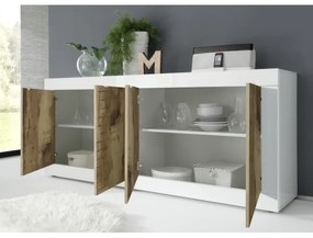 Komoda NERILA biela/hnedá