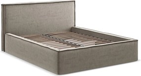 Čalúnená dvojlôžková posteľ taupe s úložným priestorom s roštom 180x200 cm Anani – Makamii