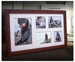 Tmavohnedý rámček na 5 fotografií Styler Narvik, 51 × 27 cm