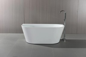 Erga Norah, voľne stojaca vaňa ku stene 160x70 cm + odtoková zátka, biela lesklá, ERG-NORAH-160070-WH-WH