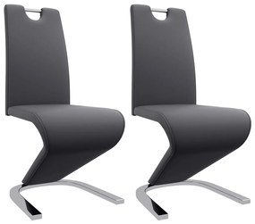Jedálenské stoličky, cikcakový tvar 2 ks, sivé, umelá koža 282574