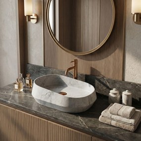 Rea Zoe Venice, umývadlo na dosku 590×380×170 mm, imitácia kameňa sivá matná, REA-U3541
