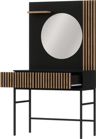 Toaletní stolek se zrcadlem Meorati 85 cm černý/dub Artisan
