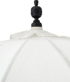 Biely slnečník so drevenou tyčou a strapcami Flavie Blue - ∅ 180*260 cm