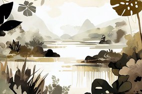 Obraz jazero v džungli - 120x80