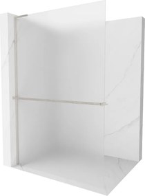 Mexen Kioto+ L, sprchová zástena Walk-In s poličkou a vešiakom 80 x 200 cm, 8mm sklo námraza, brúsená oceľ profil, 800-080-123-97-30