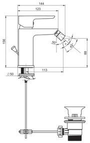 JIKA H3412H10041101 - Bidetová batéria PONTA 15,6 cm lesklý chróm