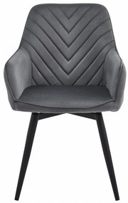 Otočné Kreslo NANA - tmavosivý zamat / čierne nohy