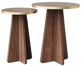 Súprava konferenčných stolíkov Mushroom Gold and Walnut, 2 ks
