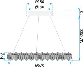Toolight Toolight, LED závesné svietidlo 57cm, 36W, 4000K, MS017-CP, chrómová, OSW-09629