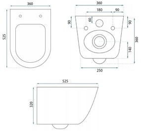 Rea Eddy, závesné záchodová misa Tornado Rimless 525x360x360 mm so sedátkom, REA-C6560