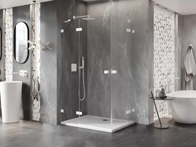 Mexen Lunar Duo, výklopný sprchový kút 120 x 115 cm, 8mm číre sklo, biely profil, 834-120L-115P-20-00