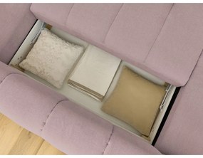 Ružová rozkladacia/s úložným priestorom rohová pohovka (pravý roh/do tvaru "U") Fuji – Bobochic Paris