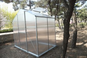 Skleník so základňou BestBerg BBGH‑406S / 2,5 m² / 130 × 190 × 194 cm / strieborná