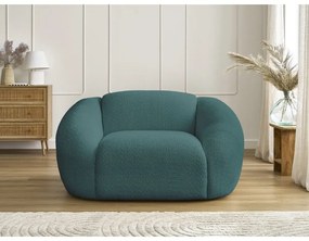 Tyrkysovomodré kreslo z textílie bouclé Tina – Bobochic Paris