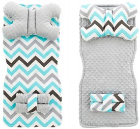 Obojstranná podložka do kočíka 4v1 BLUE/GREY ZIG ZAG