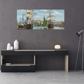 Obraz - Claude Monet, Ships Riding on the Seine at Rouen, reprodukcia (120x50 cm)