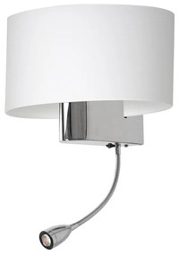 Nástenné svietidlo Casino, biele textilné tienidlo + 1xLED 1w, ch
