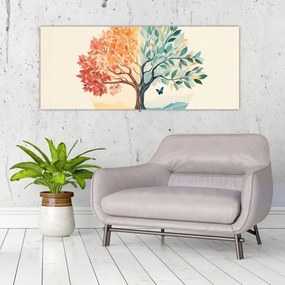 Obraz – Duálny strom s motýľom (120x50 cm)
