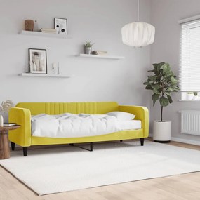 Denná posteľ s matracom žltá 80x200 cm zamat 3197037