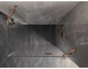 Mexen Lunar, pravostranný výklopný sprchový kút 95 x 80 cm, 8mm číre sklo, profil medená matná, 834-095-080-65-00-P