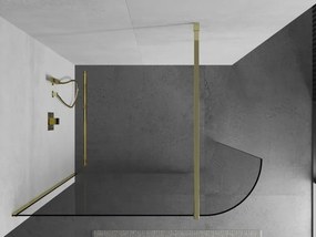 Mexen Kioto, zaoblená sprchová zástena 90 x 200 cm, 8mm číre sklo, zlatý profil, 800-090-101-50-06