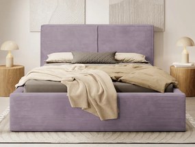 Posteľ Inez 180x200 cm, púdrovo fialová štrukturovaná látka