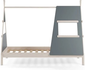 Sivozelená domčeková detská posteľ z borovicového dreva s roštom 90x200 cm Enola – Marckeric