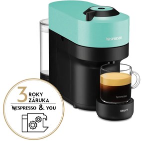 Kapsulový kávovar Krups Nespresso Vertuo Pop XN920410 menta (použité)