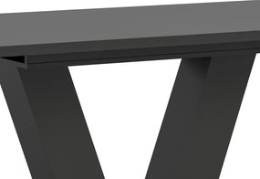 Rozkladací jedálenský stôl Moteon 150x90 cm, sivý/sivý, podnož V