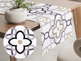 Biante Bavlnený behúň na stôl Sandra SA-420 Sivý a khaki designový vzor na bielom 45x180 cm