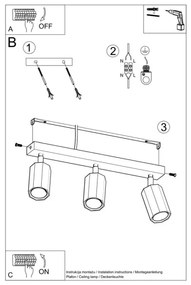 Sollux SL.1030 - Bodové svietidlo ZEKE 3xGU10/40W/230V dub