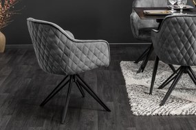 Euphoria tmavošedá zamatová otočná stolička