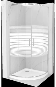 Mexen Rio polkruhová sprchová kabína 80 x 80 cm, pruhy, chrómová + závesný bidet Flat, biela- 863-080-080-01-20-4110