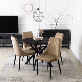 PROXIMA.store - Okrúhly rozkladací stôl LUGO FARBA: biela, FARBA NÔH: zlatá