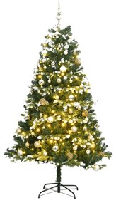 Umelý výklopný vianočný stromček 300 LED a sada gúľ 210 cm 3210402