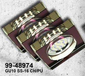 Candellux A SET OF THREE LUMINAIRES SS-16 CH/PU 3X3W GU10 LED WITH BULB LED Chrome SQUARE GLASS VIOLET 99-48974